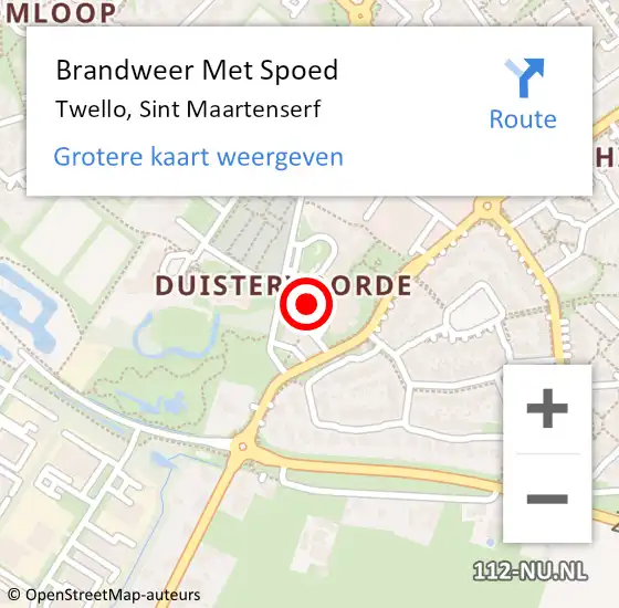 Locatie op kaart van de 112 melding: Brandweer Met Spoed Naar Twello, Sint Maartenserf op 2 december 2023 20:47