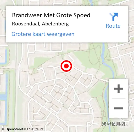 Locatie op kaart van de 112 melding: Brandweer Met Grote Spoed Naar Roosendaal, Abelenberg op 2 december 2023 21:03