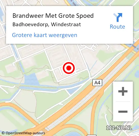 Locatie op kaart van de 112 melding: Brandweer Met Grote Spoed Naar Badhoevedorp, Windestraat op 2 december 2023 21:07