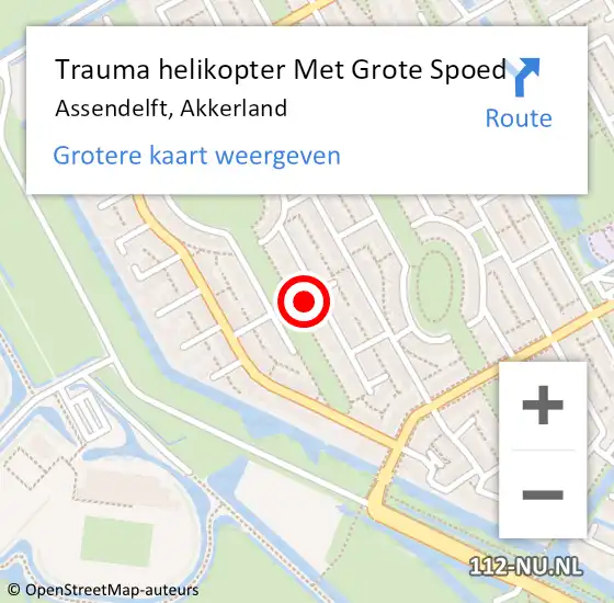Locatie op kaart van de 112 melding: Trauma helikopter Met Grote Spoed Naar Assendelft, Akkerland op 2 december 2023 21:28