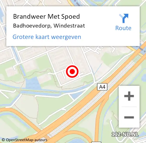 Locatie op kaart van de 112 melding: Brandweer Met Spoed Naar Badhoevedorp, Windestraat op 2 december 2023 21:32