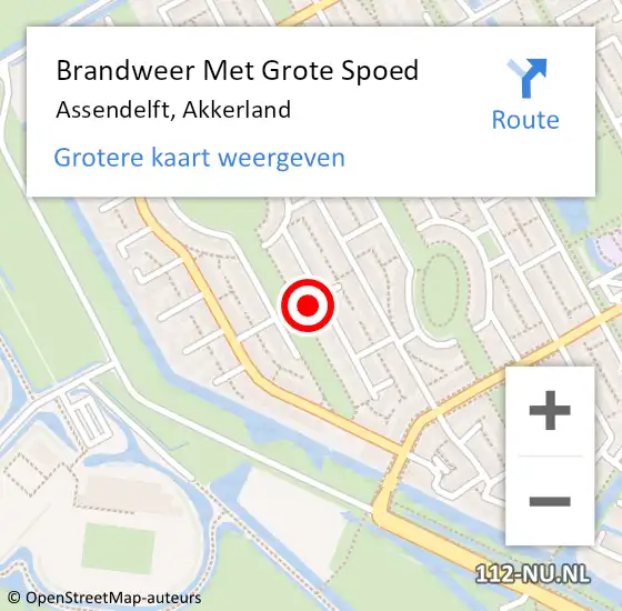 Locatie op kaart van de 112 melding: Brandweer Met Grote Spoed Naar Assendelft, Akkerland op 2 december 2023 21:39