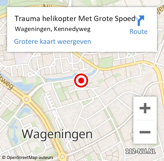 Locatie op kaart van de 112 melding: Trauma helikopter Met Grote Spoed Naar Wageningen, Kennedyweg op 2 december 2023 21:52