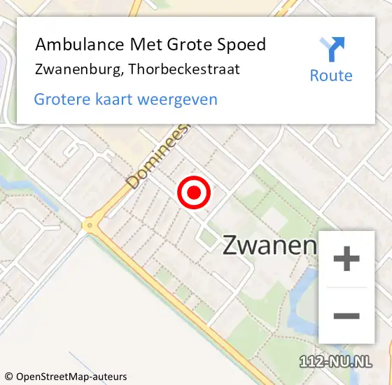 Locatie op kaart van de 112 melding: Ambulance Met Grote Spoed Naar Zwanenburg, Thorbeckestraat op 2 december 2023 21:55