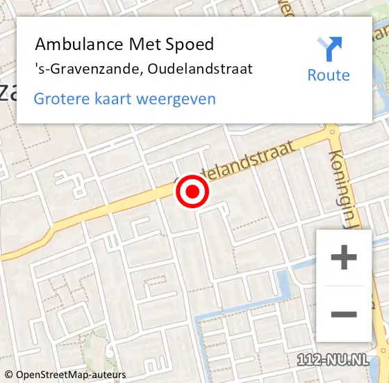 Locatie op kaart van de 112 melding: Ambulance Met Spoed Naar 's-Gravenzande, Oudelandstraat op 2 december 2023 22:16