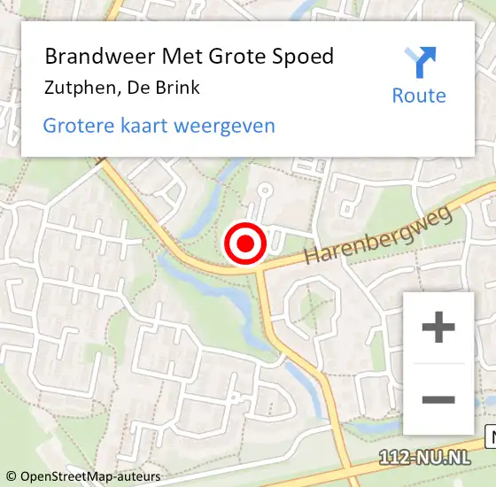 Locatie op kaart van de 112 melding: Brandweer Met Grote Spoed Naar Zutphen, De Brink op 2 december 2023 22:22