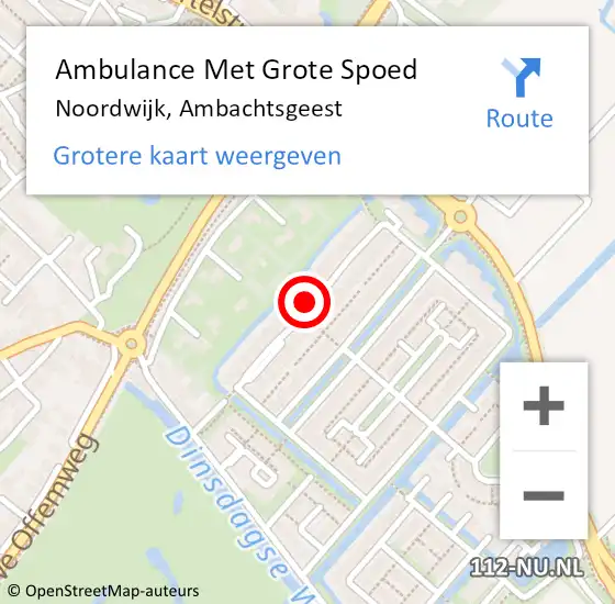 Locatie op kaart van de 112 melding: Ambulance Met Grote Spoed Naar Noordwijk, Ambachtsgeest op 2 december 2023 22:59