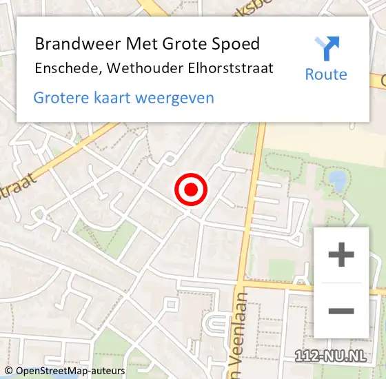 Locatie op kaart van de 112 melding: Brandweer Met Grote Spoed Naar Enschede, Wethouder Elhorststraat op 2 december 2023 23:04