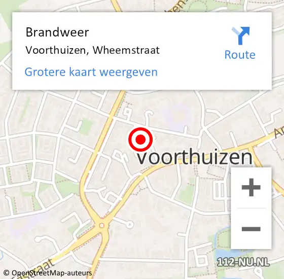 Locatie op kaart van de 112 melding: Brandweer Voorthuizen, Wheemstraat op 2 december 2023 23:08