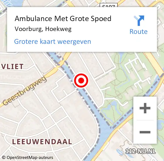 Locatie op kaart van de 112 melding: Ambulance Met Grote Spoed Naar Voorburg, Hoekweg op 2 december 2023 23:09