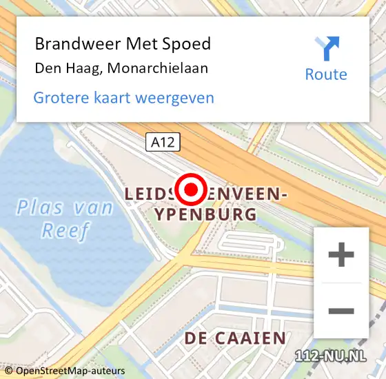 Locatie op kaart van de 112 melding: Brandweer Met Spoed Naar Den Haag, Monarchielaan op 2 december 2023 23:12