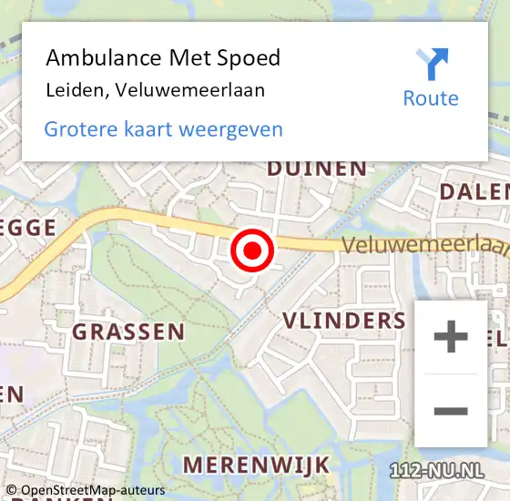Locatie op kaart van de 112 melding: Ambulance Met Spoed Naar Leiden, Veluwemeerlaan op 2 december 2023 23:32