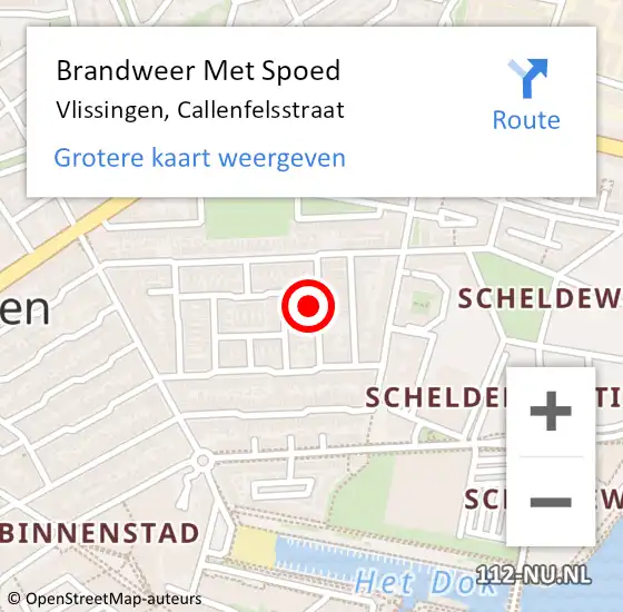 Locatie op kaart van de 112 melding: Brandweer Met Spoed Naar Vlissingen, Callenfelsstraat op 2 december 2023 23:48