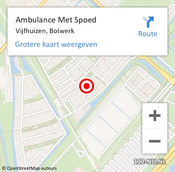 Locatie op kaart van de 112 melding: Ambulance Met Spoed Naar Vijfhuizen, Bolwerk op 3 december 2023 00:26