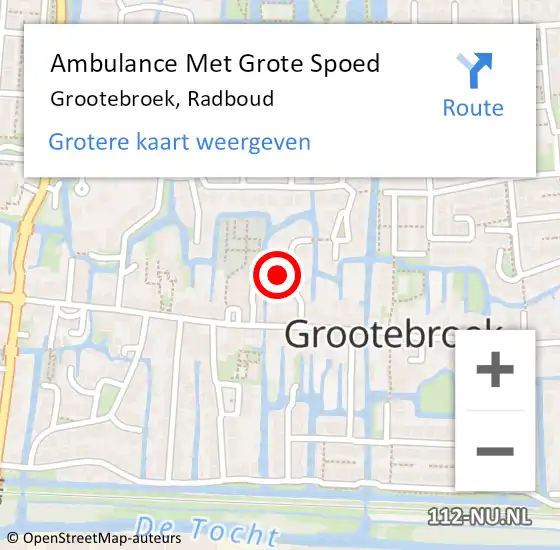 Locatie op kaart van de 112 melding: Ambulance Met Grote Spoed Naar Grootebroek, Radboud op 3 december 2023 00:26