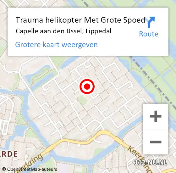 Locatie op kaart van de 112 melding: Trauma helikopter Met Grote Spoed Naar Capelle aan den IJssel, Lippedal op 3 december 2023 00:48