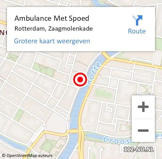 Locatie op kaart van de 112 melding: Ambulance Met Spoed Naar Rotterdam, Zaagmolenkade op 3 december 2023 00:49