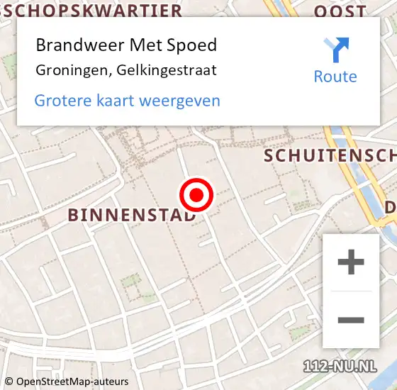 Locatie op kaart van de 112 melding: Brandweer Met Spoed Naar Groningen, Gelkingestraat op 3 december 2023 00:52