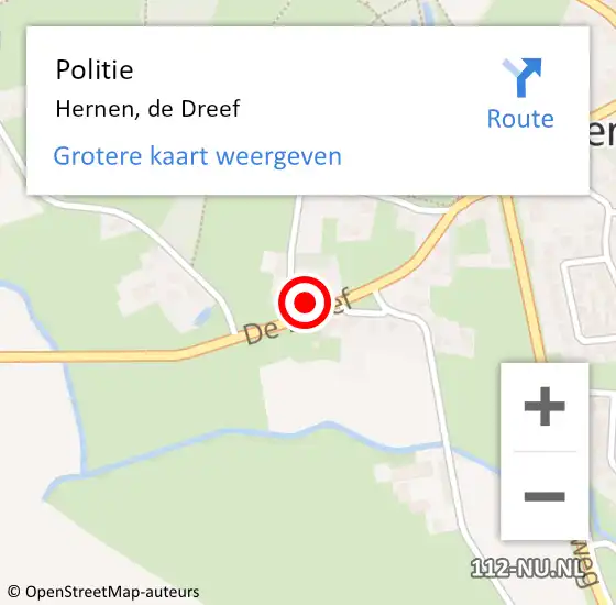 Locatie op kaart van de 112 melding: Politie Hernen, de Dreef op 3 december 2023 00:58