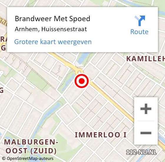 Locatie op kaart van de 112 melding: Brandweer Met Spoed Naar Arnhem, Huissensestraat op 3 december 2023 01:14