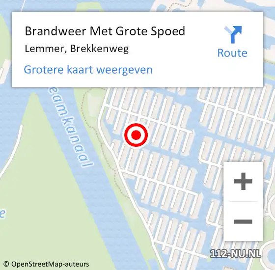 Locatie op kaart van de 112 melding: Brandweer Met Grote Spoed Naar Lemmer, Brekkenweg op 3 december 2023 02:02