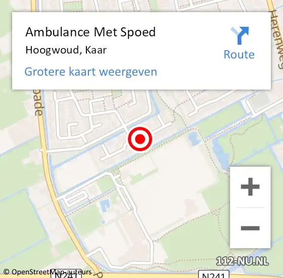 Locatie op kaart van de 112 melding: Ambulance Met Spoed Naar Hoogwoud, Kaar op 3 december 2023 02:17