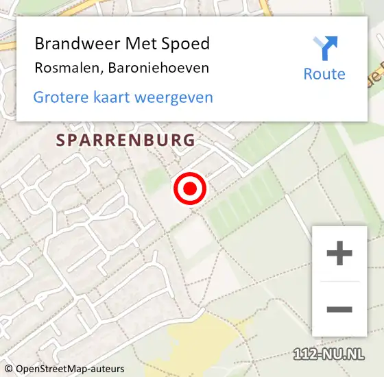 Locatie op kaart van de 112 melding: Brandweer Met Spoed Naar Rosmalen, Baroniehoeven op 3 december 2023 02:43