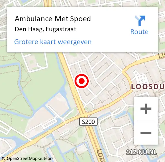 Locatie op kaart van de 112 melding: Ambulance Met Spoed Naar Den Haag, Fugastraat op 3 december 2023 02:48