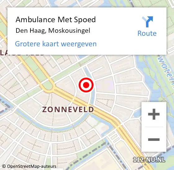 Locatie op kaart van de 112 melding: Ambulance Met Spoed Naar Den Haag, Moskousingel op 3 december 2023 03:25