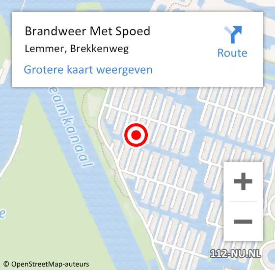 Locatie op kaart van de 112 melding: Brandweer Met Spoed Naar Lemmer, Brekkenweg op 3 december 2023 04:13