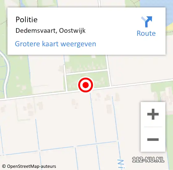 Locatie op kaart van de 112 melding: Politie Dedemsvaart, Oostwijk op 3 december 2023 04:58