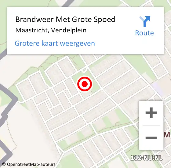 Locatie op kaart van de 112 melding: Brandweer Met Grote Spoed Naar Maastricht, Vendelplein op 3 december 2023 04:58