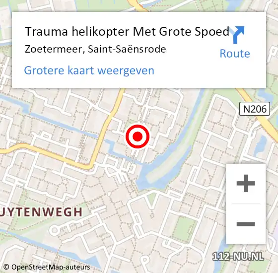 Locatie op kaart van de 112 melding: Trauma helikopter Met Grote Spoed Naar Zoetermeer, Saint-Saënsrode op 3 december 2023 05:08