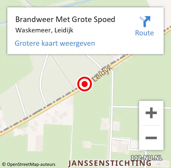 Locatie op kaart van de 112 melding: Brandweer Met Grote Spoed Naar Waskemeer, Leidijk op 17 september 2014 10:22