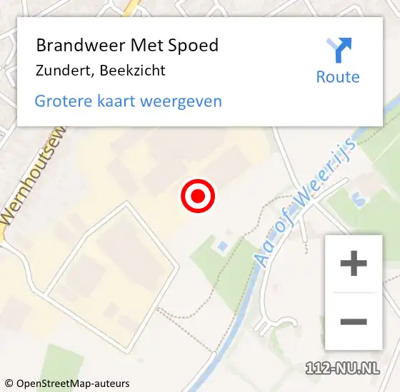 Locatie op kaart van de 112 melding: Brandweer Met Spoed Naar Zundert, Beekzicht op 3 december 2023 06:19