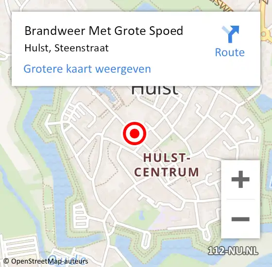Locatie op kaart van de 112 melding: Brandweer Met Grote Spoed Naar Hulst, Steenstraat op 3 december 2023 06:56