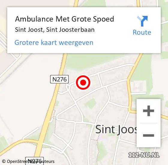 Locatie op kaart van de 112 melding: Ambulance Met Grote Spoed Naar Sint Joost, Sint Joosterbaan op 3 december 2023 07:17