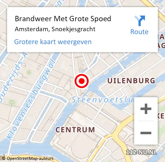 Locatie op kaart van de 112 melding: Brandweer Met Grote Spoed Naar Amsterdam, Snoekjesgracht op 3 december 2023 07:34