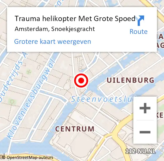 Locatie op kaart van de 112 melding: Trauma helikopter Met Grote Spoed Naar Amsterdam, Snoekjesgracht op 3 december 2023 07:35