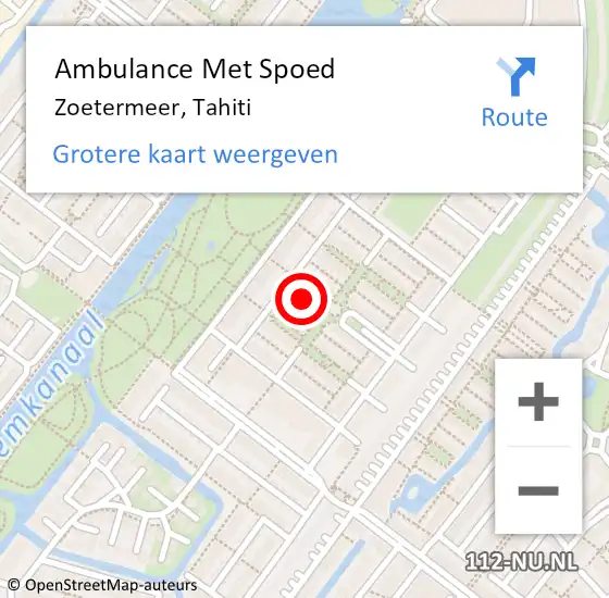 Locatie op kaart van de 112 melding: Ambulance Met Spoed Naar Zoetermeer, Tahiti op 3 december 2023 07:51