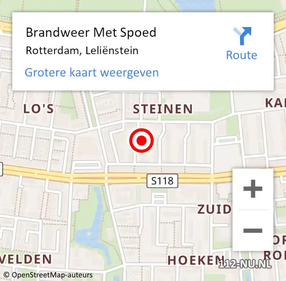 Locatie op kaart van de 112 melding: Brandweer Met Spoed Naar Rotterdam, Leliënstein op 3 december 2023 08:04