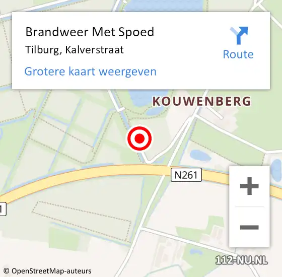 Locatie op kaart van de 112 melding: Brandweer Met Spoed Naar Tilburg, Kalverstraat op 3 december 2023 08:27