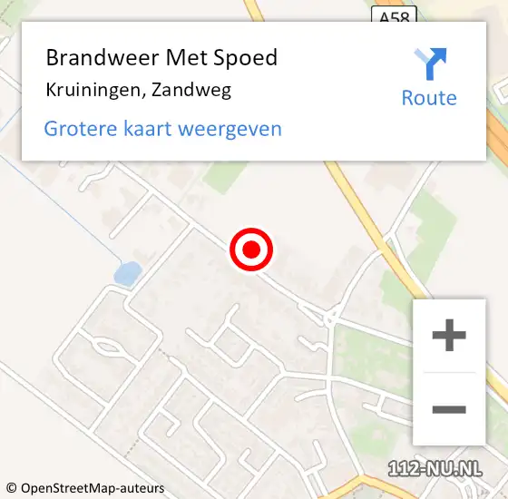 Locatie op kaart van de 112 melding: Brandweer Met Spoed Naar Kruiningen, Zandweg op 3 december 2023 08:41