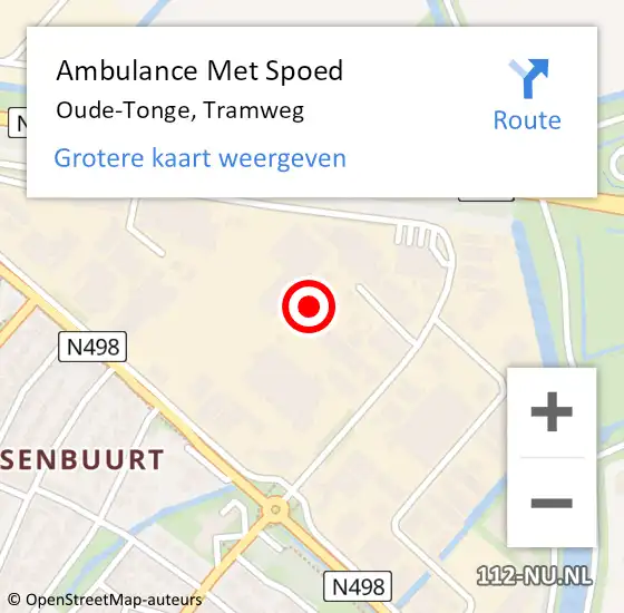 Locatie op kaart van de 112 melding: Ambulance Met Spoed Naar Oude-Tonge, Tramweg op 3 december 2023 08:44