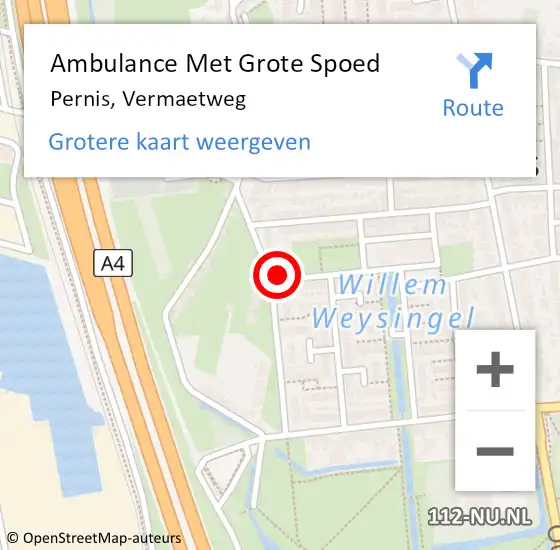 Locatie op kaart van de 112 melding: Ambulance Met Grote Spoed Naar Pernis, Vermaetweg op 3 december 2023 09:16