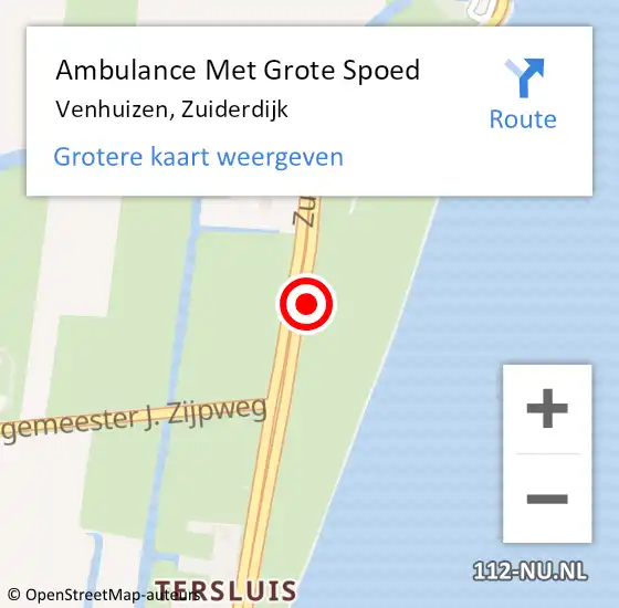 Locatie op kaart van de 112 melding: Ambulance Met Grote Spoed Naar Venhuizen, Zuiderdijk op 3 december 2023 09:16