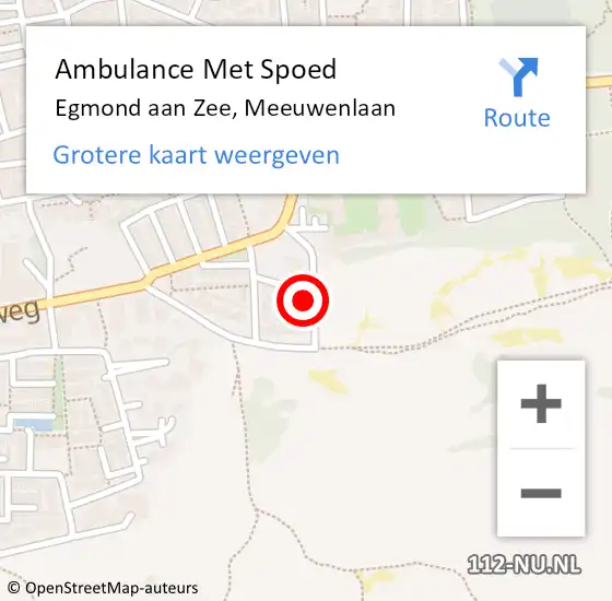 Locatie op kaart van de 112 melding: Ambulance Met Spoed Naar Egmond aan Zee, Meeuwenlaan op 3 december 2023 09:22