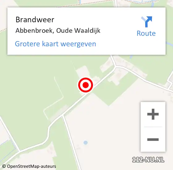 Locatie op kaart van de 112 melding: Brandweer Abbenbroek, Oude Waaldijk op 3 december 2023 09:34