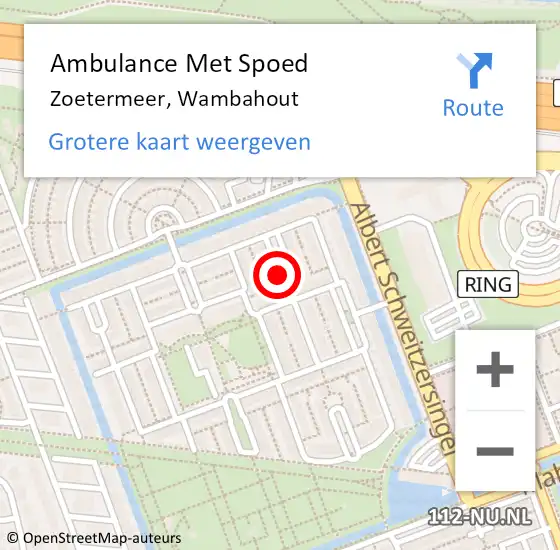 Locatie op kaart van de 112 melding: Ambulance Met Spoed Naar Zoetermeer, Wambahout op 3 december 2023 09:36