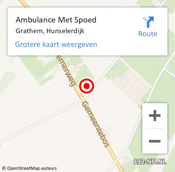 Locatie op kaart van de 112 melding: Ambulance Met Spoed Naar Grathem, Hunselerdijk op 3 december 2023 09:51